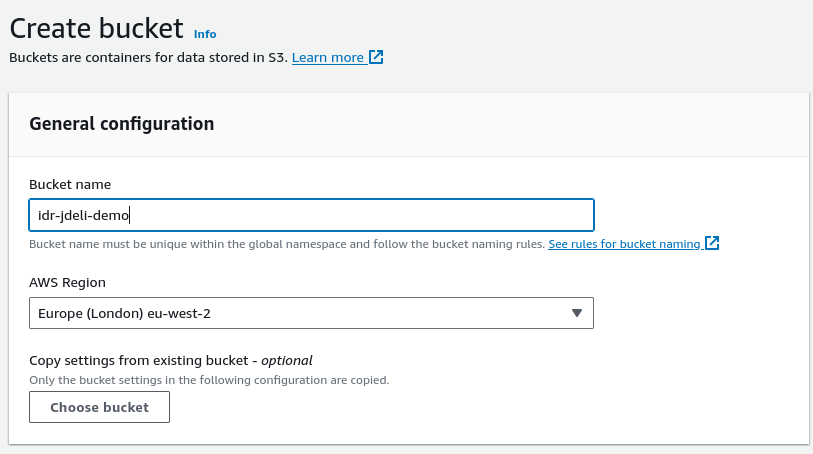 Bucket Create Menu